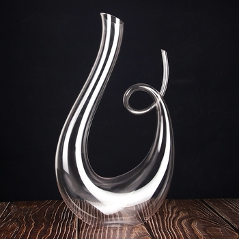 Decanter de vin în formă de melc, sticlă de cristal suflată manual