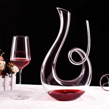 Decanter de vin în formă de melc, sticlă de cristal suflată manual