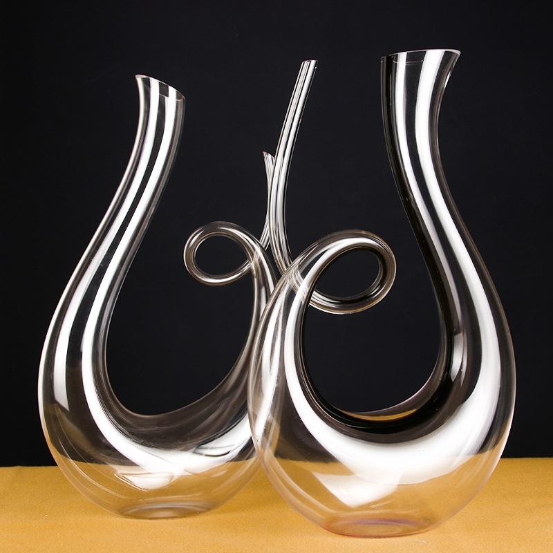 Decanter de vin în formă de melc, sticlă de cristal suflată manual