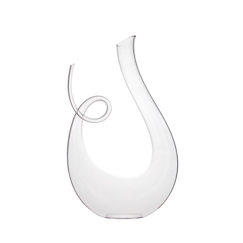 Decanter de vin în formă de melc, sticlă de cristal suflată manual