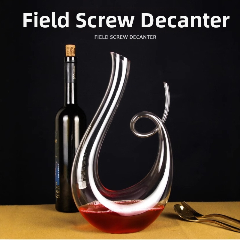 Decanter de vin în formă de melc, sticlă de cristal suflată manual