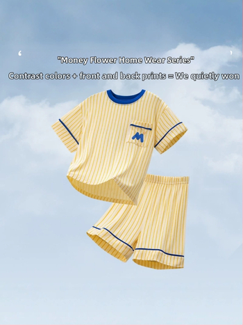 Set de pijama pentru copii din modal, tricou cu mânecă scurtă și pantaloni scurți, două piese, vară, unisex