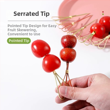 Set bețișoare din bambus pentru desert: furculițe pentru fructe, bețișoare pentru fructe confiate, bețișoare DIY, bețișoare pentru cocktail, bețișoare cu inel