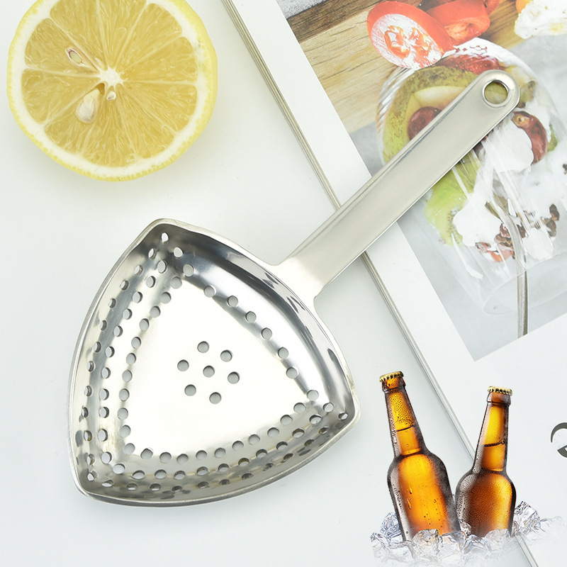 Filtru de gheață cu mâner lung, triunghiular pentru cocktailuri – oțel inoxidabil