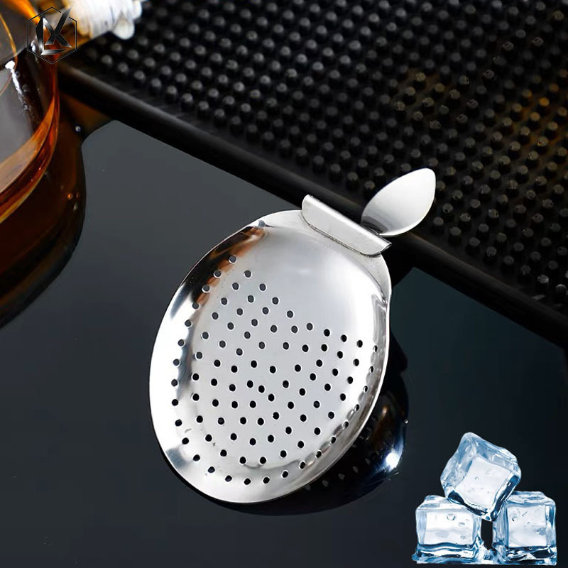 Filtru de gheață din oțel inoxidabil 304 cu mânere curbe, pentru julep – ustensilă de bar pentru amestecarea cocktailurilor