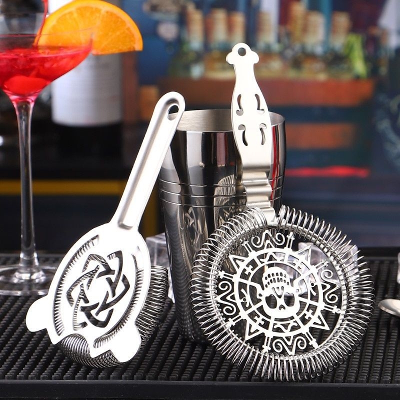 Filtru de gheață din oțel inoxidabil 304 pentru cocktailuri elegante – filtru Hawthorne în formă de craniu
