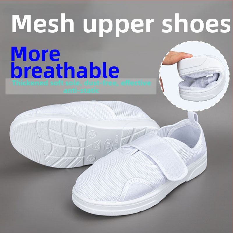 Pantofi antistatice cu plasă respirabilă, talpa moale îngroșată, închidere cu Velcro, încălțăminte de lucru unisex pentru atelier