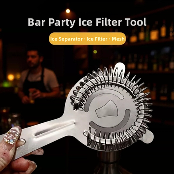 Strecurător de cocktail din oțel inoxidabil cu urechi duble – filtru pentru gheață, instrument de bar