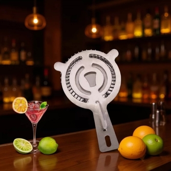Strecurător de cocktail din oțel inoxidabil cu urechi duble – filtru pentru gheață, instrument de bar