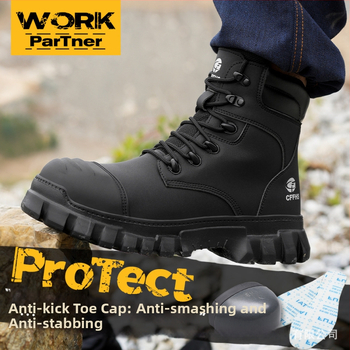 CFFHS Pantofi de protecție noi cu vârf din oțel, anti-șoc și anti-perforație, eleganți și comozi pentru uz zilnic și industrial