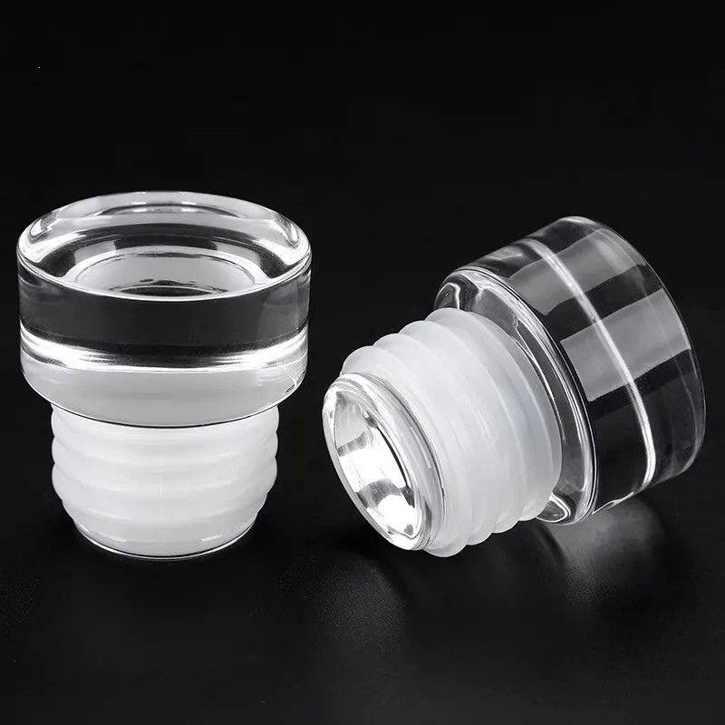 Stopper de vin din sticlă transparentă, 2,7 cm, cu marcaje pe scară și design etanș