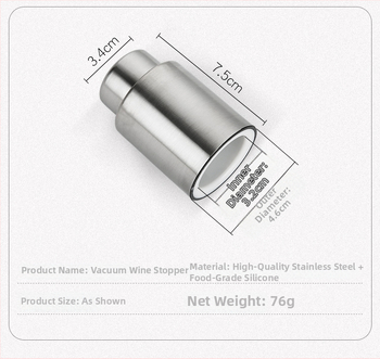 Stop de vin din oțel inoxidabil, sigilare vacuum cu garnitură din silicon, păstrează vinul proaspăt până la 7 zile