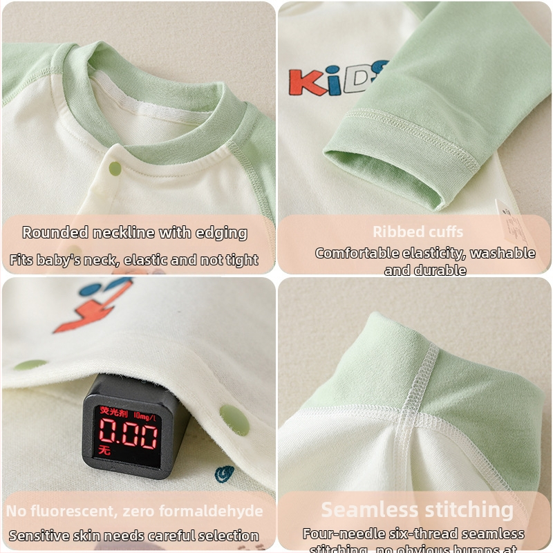 Set pentru copii din bumbac 100% pentru patru anotimpuri: set din două piese cu bluză cu mânecă lungă și pantaloni, unisex