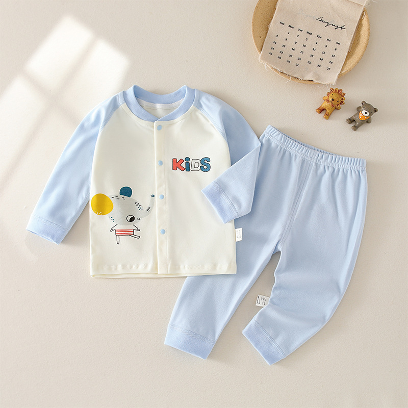 Set pentru copii din bumbac 100% pentru patru anotimpuri: set din două piese cu bluză cu mânecă lungă și pantaloni, unisex