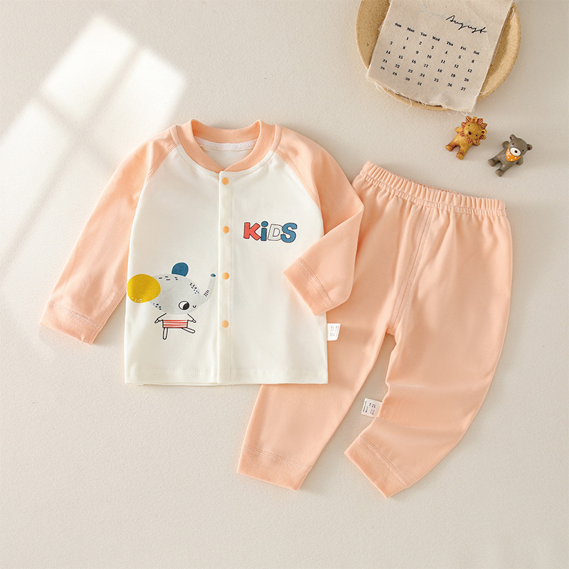 Set pentru copii din bumbac 100% pentru patru anotimpuri: set din două piese cu bluză cu mânecă lungă și pantaloni, unisex