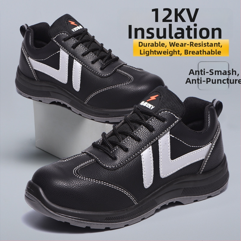 Pantofi de protecție pentru bărbați, antișoc, anti-perforație, ușori, durabili, casual și stil, izolație electrică 12 kV
