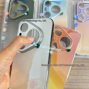 Funda din sticlă cu gradient curcubeu pentru Huawei Pura90Pro și Mate80Pro, protecție electroplată integrală