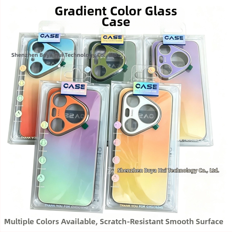 Funda din sticlă cu gradient curcubeu pentru Huawei Pura90Pro și Mate80Pro, protecție electroplată integrală