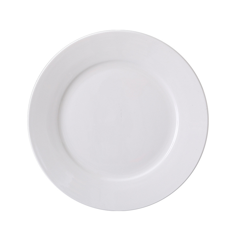 Farfurie plată din porțelan cu os, veselă occidentală, logo personalizat, design minimalist, pentru acasă sau hotel