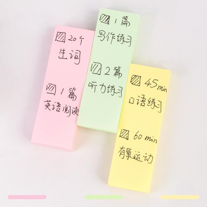 Deli 66306 notițe autocolante colorate 76 × 25 mm cu etichete de clasificare, blocuri de notițe pătrate, set de 3