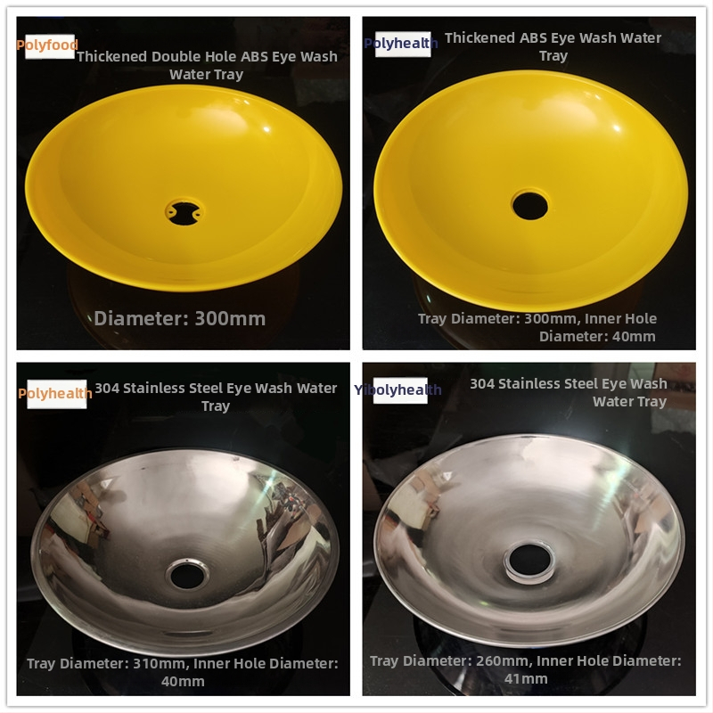 304 oțel inoxidabil – accesoriu pentru duș de urgență pentru spălarea ochilor, tavă colectare apă, vas de spălat ochi și față, îngroșat și mărit