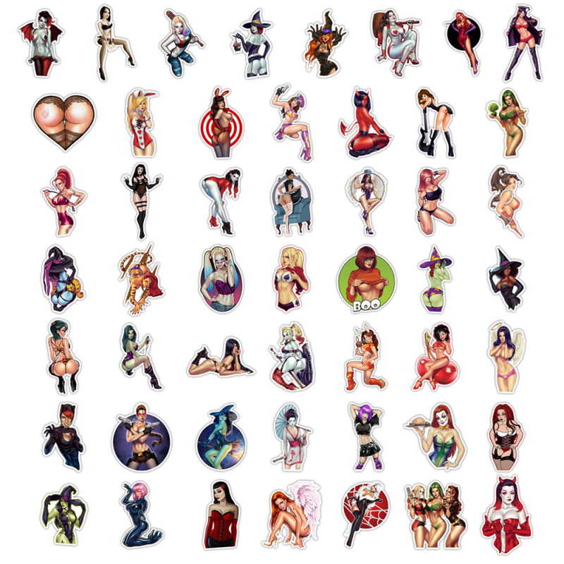 50 de stickere cu femei-demon în stil retro 2D pentru caiete și bagaje