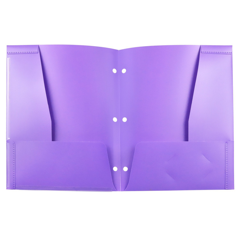 Folder A4 cu patru buzunare, buzunar transparent, buzunar dublu și găuri pentru trei inele