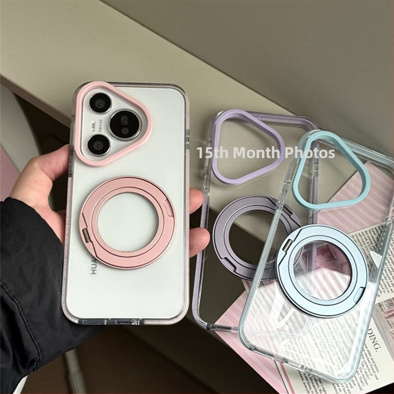 Suport magnetic rotativ de 360°, transparent cu sclipici în nuanțe candy, pentru husă Huawei Mate70 Pro, Mate60 Pro și Pura70 Pro+