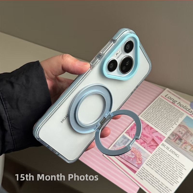 Suport magnetic rotativ de 360°, transparent cu sclipici în nuanțe candy, pentru husă Huawei Mate70 Pro, Mate60 Pro și Pura70 Pro+