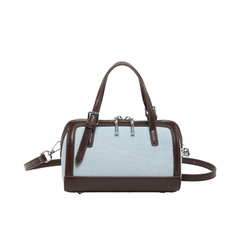 Geantă din denim, vară 2026, geantă mică pătrată crossbody, stil casual cu accente color-block