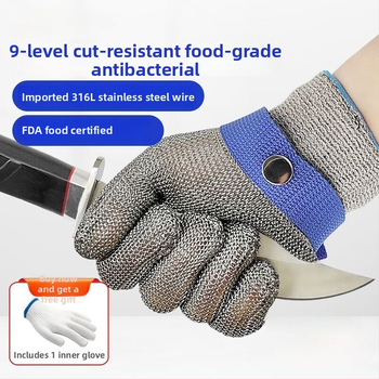 Mănuși cu sârmă metalică, nivel 9 protecție la tăiere, anti-perforație și anti-încleștare, pentru gravură, deschiderea stridiilor și grădinărit