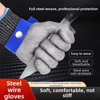 Mănuși cu sârmă metalică, nivel 9 protecție la tăiere, anti-perforație și anti-încleștare, pentru gravură, deschiderea stridiilor și grădinărit