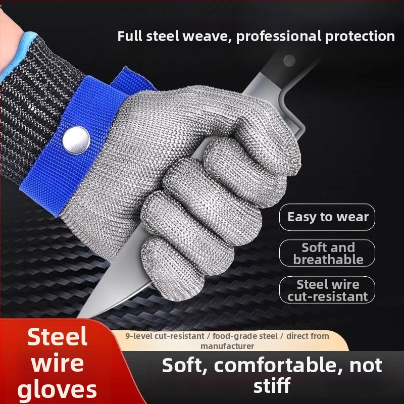 Mănuși cu sârmă metalică, nivel 9 protecție la tăiere, anti-perforație și anti-încleștare, pentru gravură, deschiderea stridiilor și grădinărit