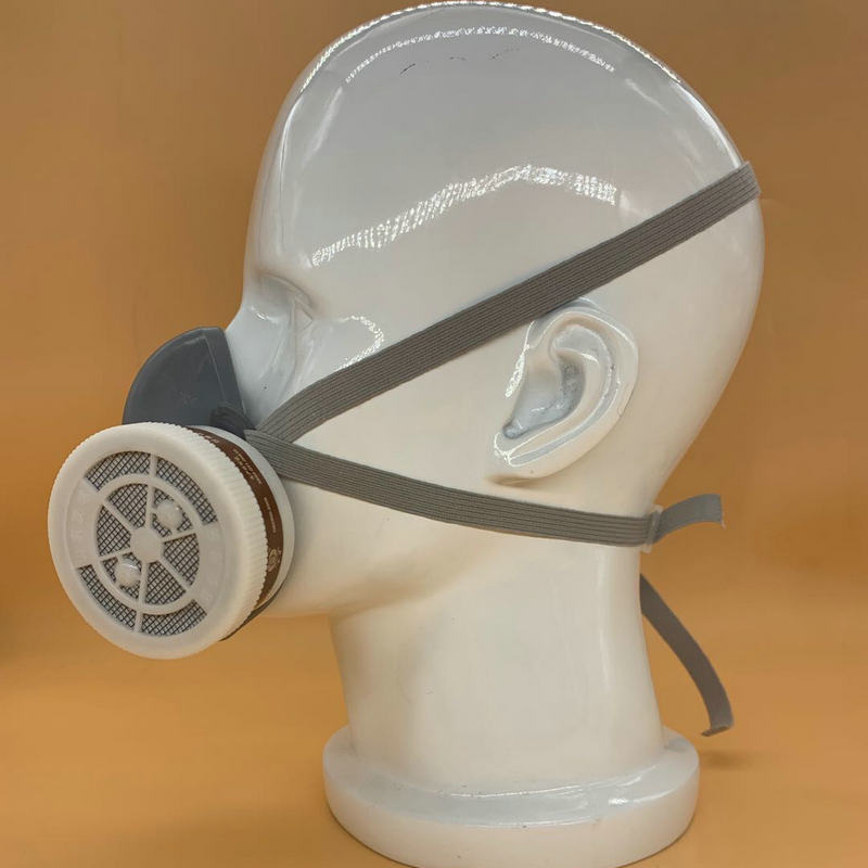 Mască de gaz industrială cu două camere de filtrare, din cauciuc siliconic, pentru vopsire cu pulverizare, protecție împotriva benzenului, formaldehidei și pesticidelor.
