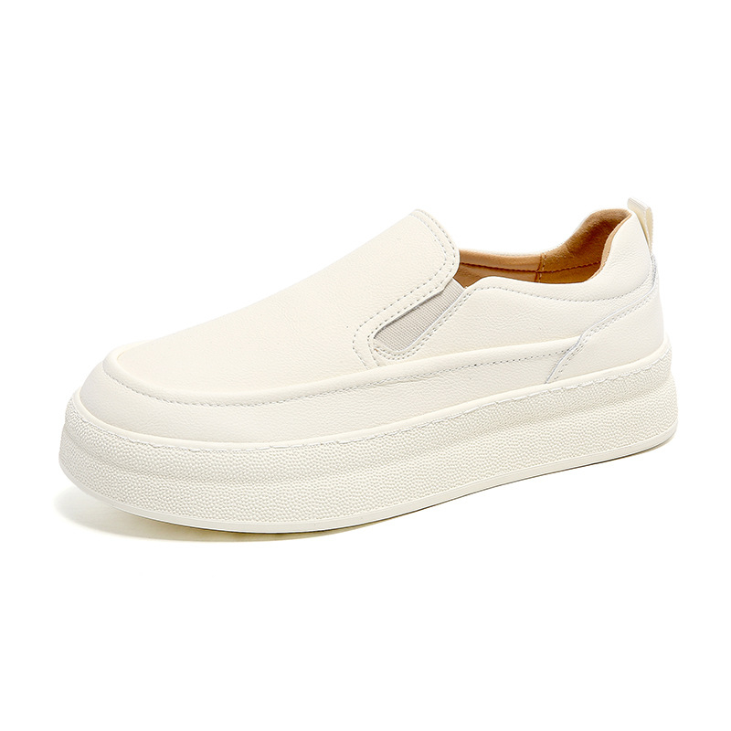 Pantofi sport pentru bărbați, talpă groasă, stil loafer, pantofi albi cu creștere ascunsă