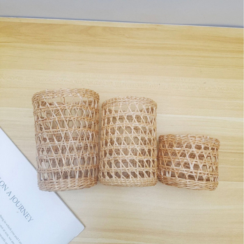 Husă protectoare naturală, țesută manual, pentru pahar de sticlă de ceai, izolație termică
