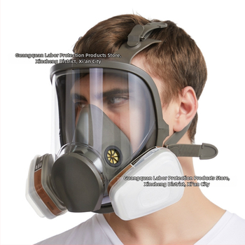 Masca de protecție facială din silicon, modelul 6800, pentru spray de vopsea, substanțe chimice și pesticide, cu câmp vizual lat