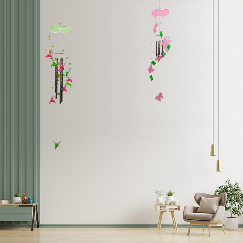 Pandantiv din acril pentru decorul casei cu colibri și fluture, clopot de vânt
