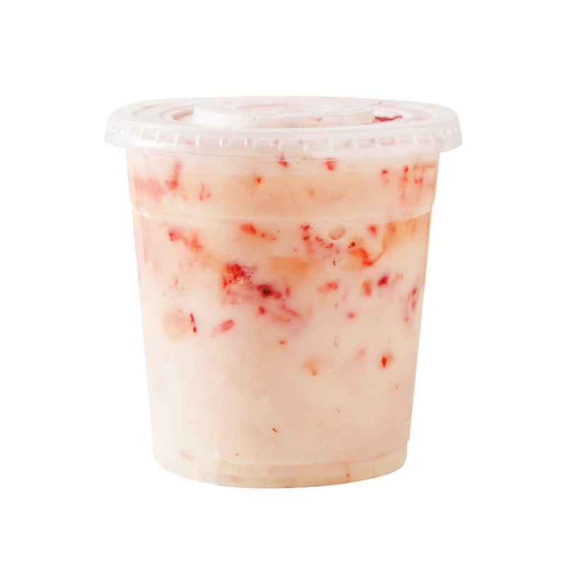 Cupa PET de 500ml cu bol – set de unică folosință pentru ceai cu lapte, deserturi și perle de tapiocă