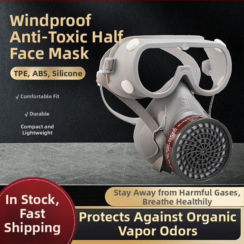 Mască de gaz cu filtru din cărbune activ, respirator protector împotriva pesticidelor și formaldehidei, pentru industrie și construcții