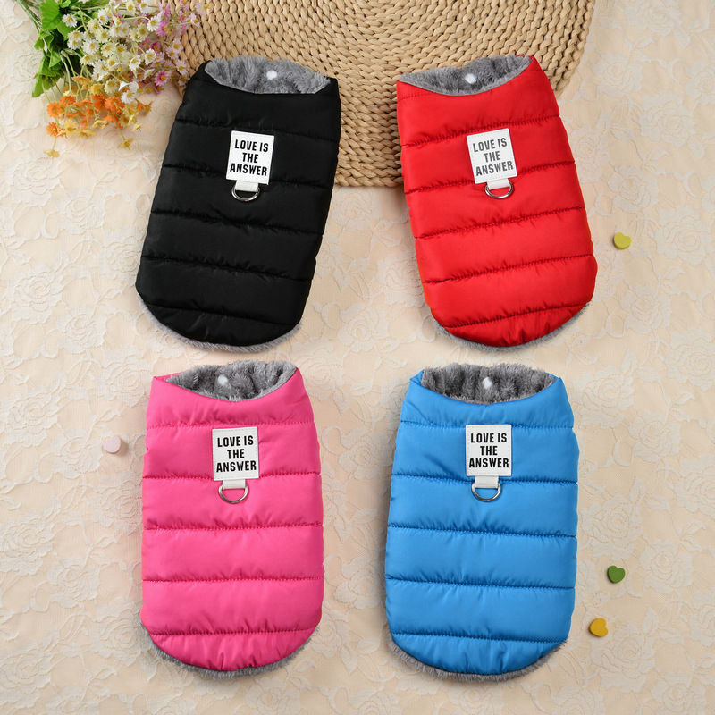 Cardigan de iarnă pentru câini, vestă din bumbac cu două straturi, pentru câini mici