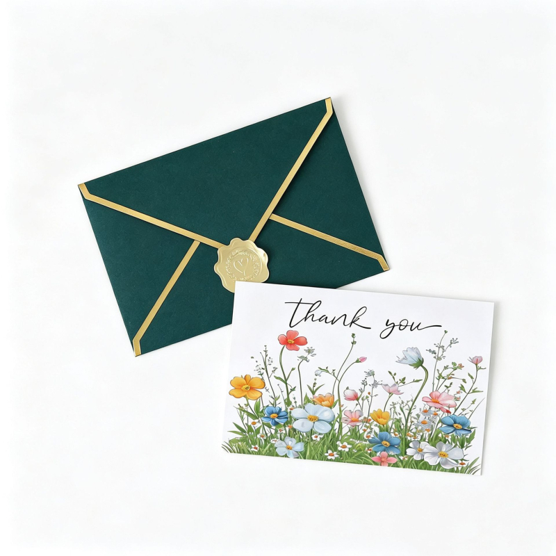 Card de mulțumire cu imprimare color personalizată, design minimalist premium