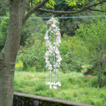 Clopot de vânt în stil japonez, scoică naturală, decor de agățat pentru living, grădină și spații exterioare, lucrat manual, cadou