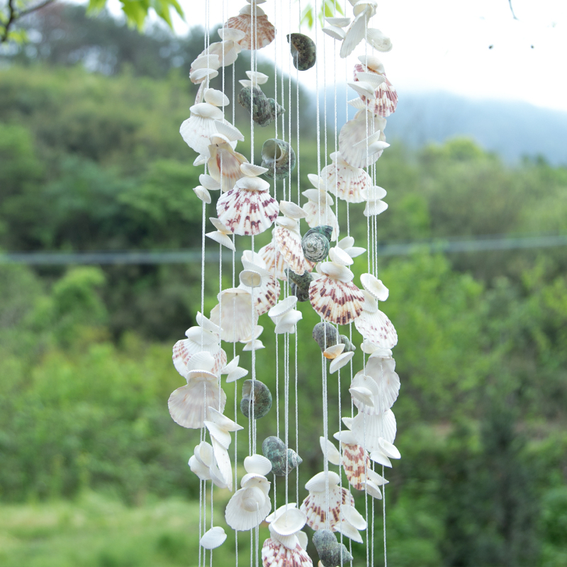 Clopot de vânt în stil japonez, scoică naturală, decor de agățat pentru living, grădină și spații exterioare, lucrat manual, cadou