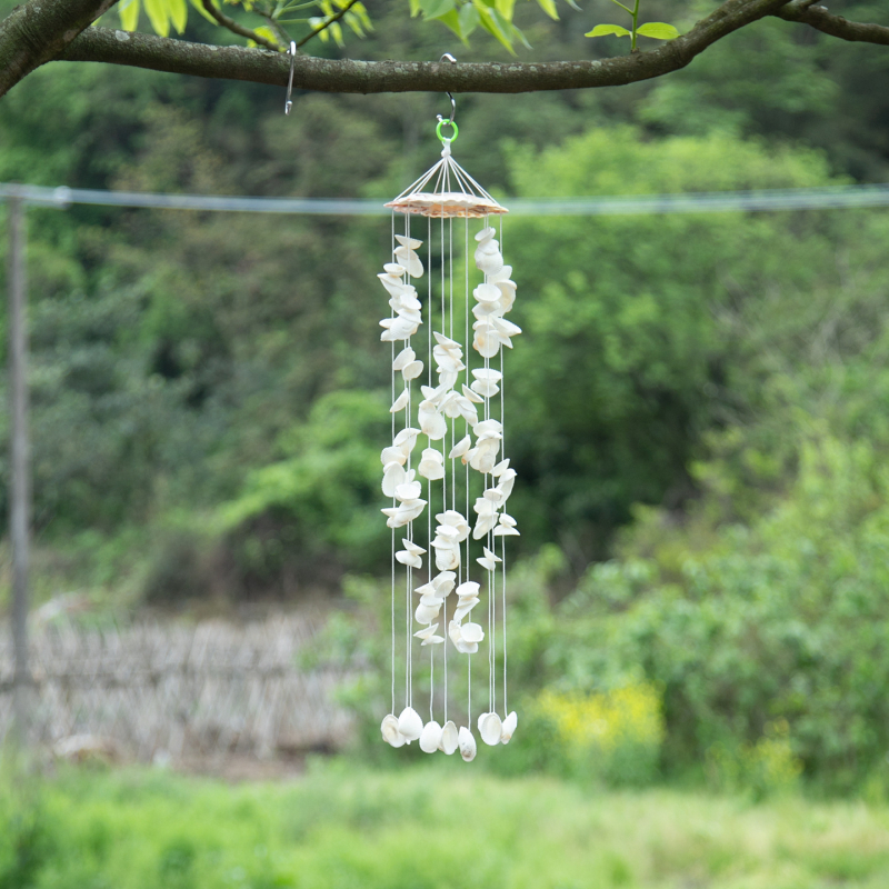 Clopot de vânt în stil japonez, scoică naturală, decor de agățat pentru living, grădină și spații exterioare, lucrat manual, cadou