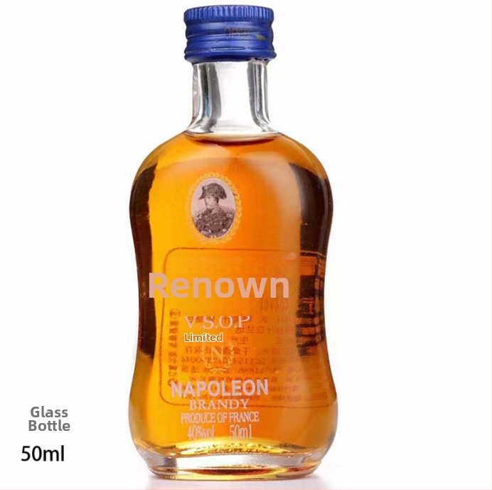 Mini sticlă transparentă de 50 ml, sigilată, recipient gol pentru băuturi spirtoase, degustare