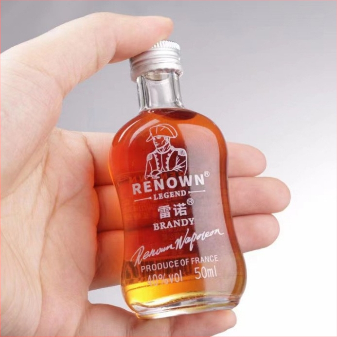 Mini sticlă transparentă de 50 ml, sigilată, recipient gol pentru băuturi spirtoase, degustare