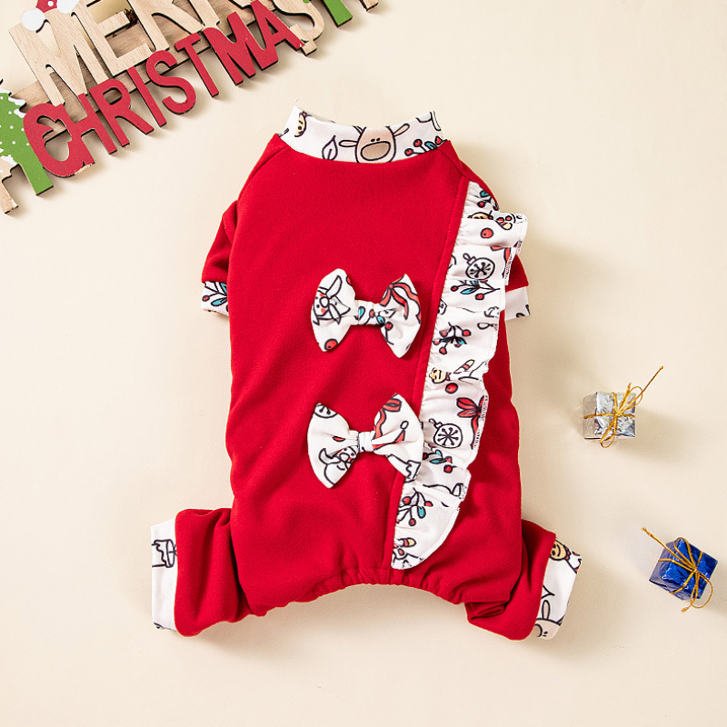 Îmbrăcăminte de Crăciun pentru animale de companie, ținute toamnă–iarna, calde și rezistente la frig pentru câini și pisici, Teddy Bichon