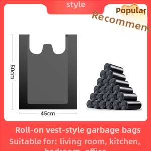 Saci mari de gunoi pentru uz casnic, cu mâner, stil vestă, pentru cămine și birouri, saci de plastic pentru gunoi de bucătărie
