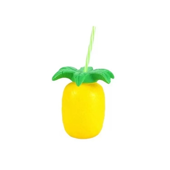 Pahar plastic în formă de ananas, cu pai